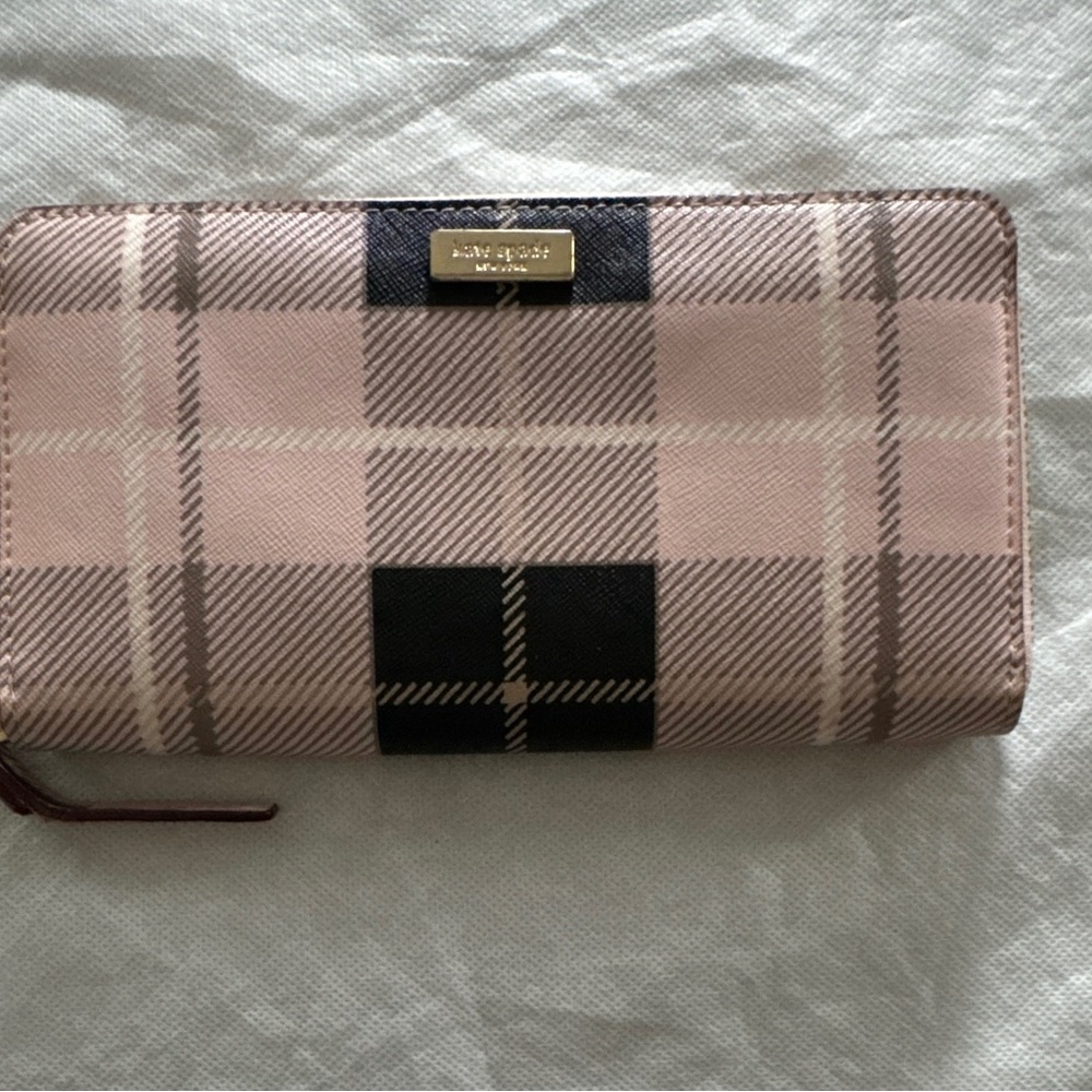 Kate Spade Pink and Black Checkered Wallet